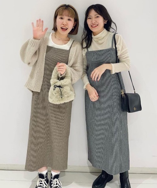 flower（フラワー）の「シェイプチェックワンピース2（ワンピース・レディース・ベージュ/ブラウン・FREE）」の12枚目の写真