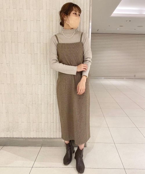 flower（フラワー）の「シェイプチェックワンピース2（ワンピース・レディース・ベージュ/ブラウン・FREE）」の6枚目の写真