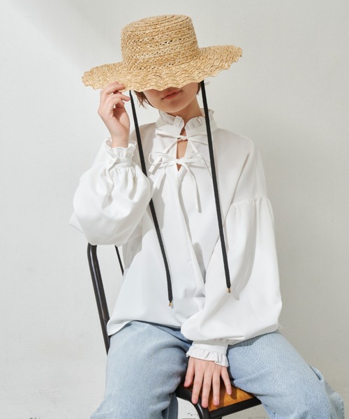 MERLOT(メルロー)の「フリルリボンブラウス(シャツ/ブラウス・レディース・ホワイト/ブラック・FREE)」の13枚目の写真