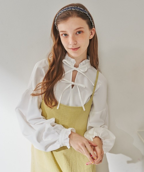 MERLOT(メルロー)の「フリルリボンブラウス(シャツ/ブラウス・レディース・ホワイト/ブラック・FREE)」の14枚目の写真