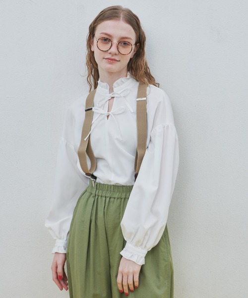 MERLOT(メルロー)の「フリルリボンブラウス(シャツ/ブラウス・レディース・ホワイト/ブラック・FREE)」の6枚目の写真