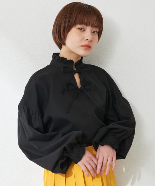 MERLOT(メルロー)の「フリルリボンブラウス(シャツ/ブラウス・レディース・ホワイト/ブラック・FREE)」の15枚目の写真