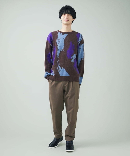 a.v.v(アーヴェヴェ)の「ペインター柄ワイドシルエットクルーニット(ニット/セーター・メンズ・ブラウン/チャコールグレー・48/50/46)」の18枚目の写真
