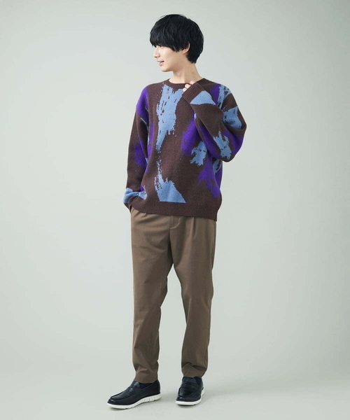 a.v.v(アーヴェヴェ)の「ペインター柄ワイドシルエットクルーニット(ニット/セーター・メンズ・ブラウン/チャコールグレー・48/50/46)」の19枚目の写真