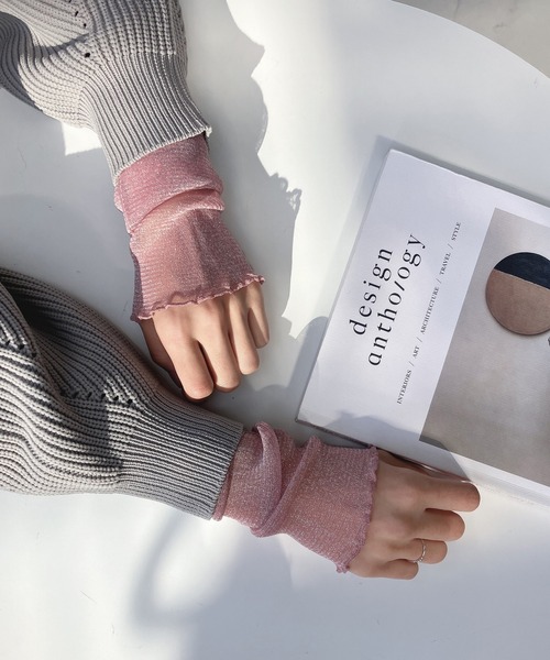 AS KNOW AS plus（アズノゥアズプラス）の「シアー アームカバー（アームカバー・レディース・ブラック/アイボリー/ライトピンク/グレー/パープル系/ピンク系/ピンク/ホワイト/ベージュ/ブラック系1/ブラック系/ホワイト系1/パープル系2/イエロー系2/ベージュ系/ブラック系2/グレー系2/ホワイト系2/ホワイト系/ホワイト×ブラック・FREE）」の18枚目の写真