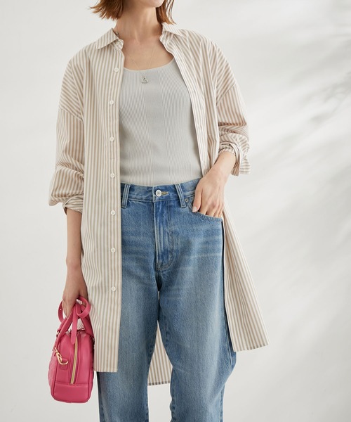 ROPE' PICNIC(ロペピクニック)の「ストライプチュニックシャツ(シャツ/ブラウス・レディース・ベージュ/ネイビー・38)」の16枚目の写真