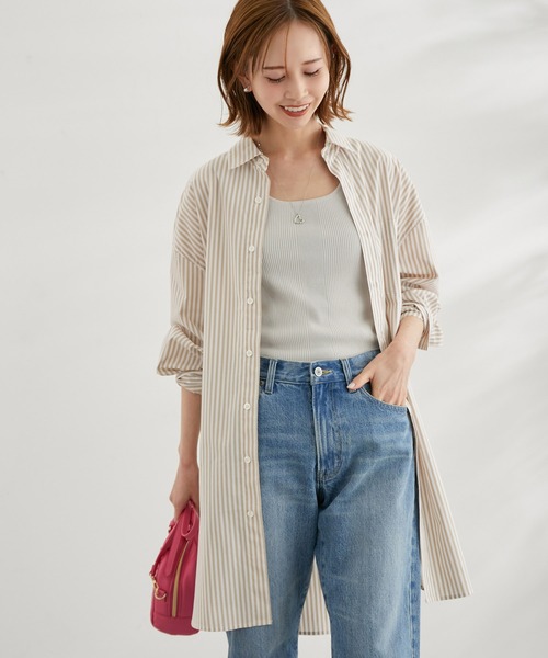 ROPE' PICNIC(ロペピクニック)の「ストライプチュニックシャツ(シャツ/ブラウス・レディース・ベージュ/ネイビー・38)」の10枚目の写真