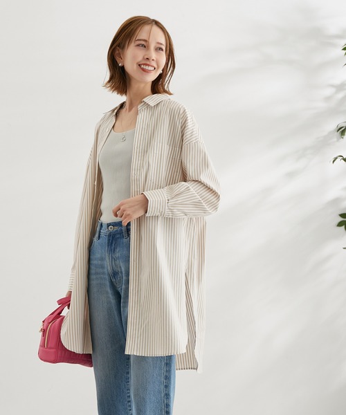 ROPE' PICNIC(ロペピクニック)の「ストライプチュニックシャツ(シャツ/ブラウス・レディース・ベージュ/ネイビー・38)」の13枚目の写真