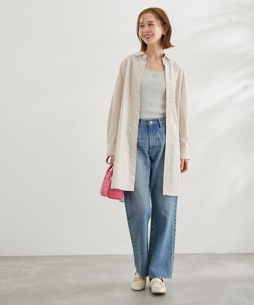ROPE' PICNIC(ロペピクニック)の「ストライプチュニックシャツ(シャツ/ブラウス・レディース・ベージュ/ネイビー・38)」の7枚目の写真