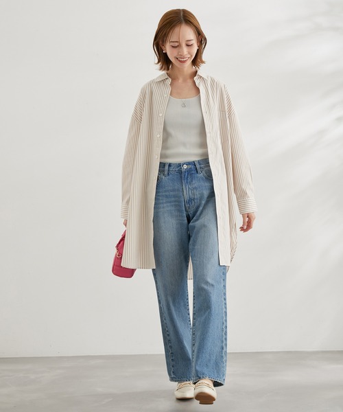 ROPE' PICNIC(ロペピクニック)の「ストライプチュニックシャツ(シャツ/ブラウス・レディース・ベージュ/ネイビー・38)」の19枚目の写真