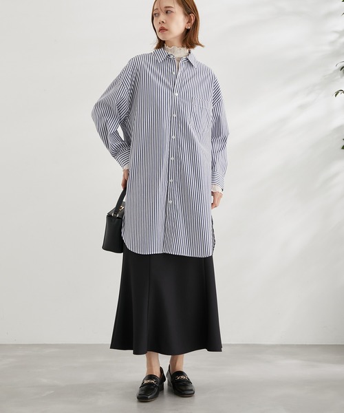 ROPE' PICNIC(ロペピクニック)の「ストライプチュニックシャツ(シャツ/ブラウス・レディース・ベージュ/ネイビー・38)」の5枚目の写真