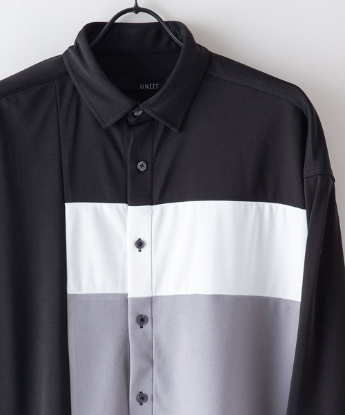 UNIIT(ユニット)の「【UNIIT/ユニット】ポリストレッチ 切り替え ルーズシルエット ビッグシルエット シャツ 幾何学模様 ジオメトリック 韓国ファッション モードファッション キレイ目(シャツ/ブラウス・メンズ・ホワイト/ブラック/ベージュ・MEDIUM/LARGE)」の10枚目の写真