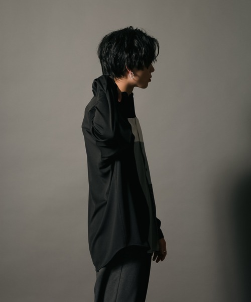 UNIIT(ユニット)の「【UNIIT/ユニット】ポリストレッチ 切り替え ルーズシルエット ビッグシルエット シャツ 幾何学模様 ジオメトリック 韓国ファッション モードファッション キレイ目(シャツ/ブラウス・メンズ・ホワイト/ブラック/ベージュ・MEDIUM/LARGE)」の20枚目の写真