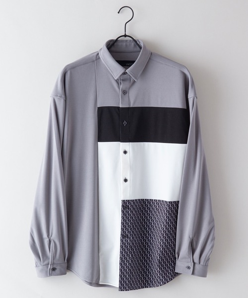 UNIIT(ユニット)の「【UNIIT/ユニット】ポリストレッチ 切り替え ルーズシルエット ビッグシルエット シャツ 幾何学模様 ジオメトリック 韓国ファッション モードファッション キレイ目(シャツ/ブラウス・メンズ・ホワイト/ブラック/ベージュ・MEDIUM/LARGE)」の18枚目の写真