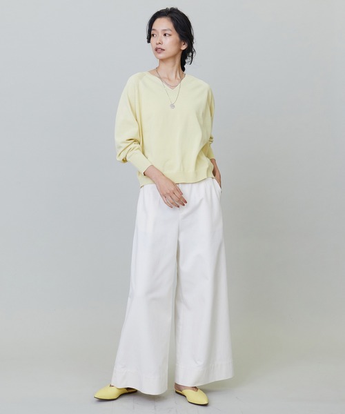 1er Arrondissement(プルミエアロンディスモン)の「コットンシルクホールガーメントVネックプルオーバー(ニット/セーター・レディース・モカ/ベージュ/イエロー/ブラック・FREE)」の5枚目の写真