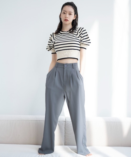 VANNIE U（ヴァニーユー）の「ストレートカラースラックス【Sサイズ展開有】（スラックス・レディース・アイボリー/ライトグレー/ライトグリーン・FREE/SMALL）」の3枚目の写真