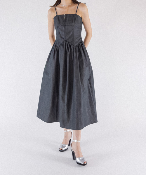 Charles Chaton（シャルルシャトン）の「torso cami dress　キャミドレス（ワンピース・レディース・ホワイト/ネイビー・34/36）」の2枚目の写真