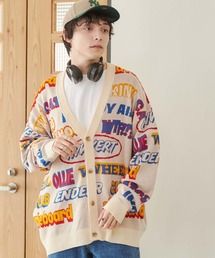 WEGO/リネンライク総柄ルーズカーディガン