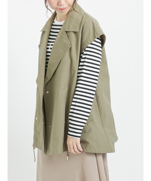 Te chichi（テチチ）の「ミドル丈トレンチジレベスト（ベスト・レディース・オフホワイト/カーキ・ﾌﾘ-）」の6枚目の写真