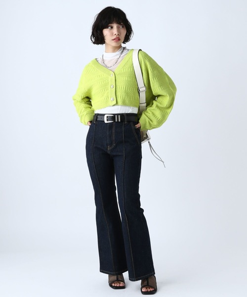 PAGEBOY(ページボーイ)の「ガラアミニットショートカーディガン(カーディガン/ボレロ・レディース・ブラック/オフホワイト/イエロー/グリーン・FREE)」の12枚目の写真