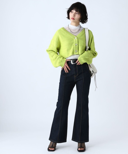 PAGEBOY(ページボーイ)の「ガラアミニットショートカーディガン(カーディガン/ボレロ・レディース・ブラック/オフホワイト/イエロー/グリーン・FREE)」の13枚目の写真