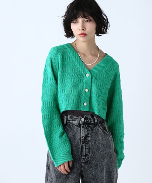 PAGEBOY(ページボーイ)の「ガラアミニットショートカーディガン(カーディガン/ボレロ・レディース・ブラック/オフホワイト/イエロー/グリーン・FREE)」の16枚目の写真