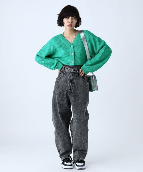 PAGEBOY(ページボーイ)の「ガラアミニットショートカーディガン(カーディガン/ボレロ・レディース・ブラック/オフホワイト/イエロー/グリーン・FREE)」の17枚目の写真
