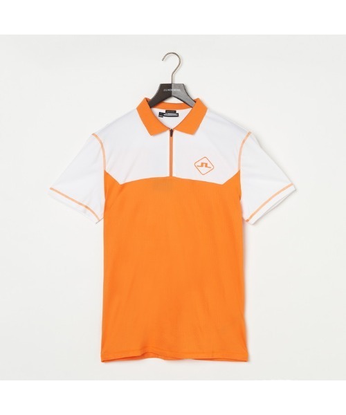 オレンジ ハイネック 半袖シャツ セール】【J.LINDEBERG/GOLF】ジップアップ半袖シャツシャツ