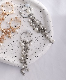 PourVous | ミックス パール フープイヤリング 結婚式 同窓会 オケージョン 二次会 (イヤリング)