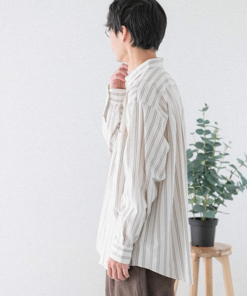 FORK&SPOON（フォークアンドスプーン）の「FORK&SPOON　ストライプシャツ（シャツ/ブラウス・メンズ・ホワイト系その他/グリーン系その他・4/5）」の4枚目の写真