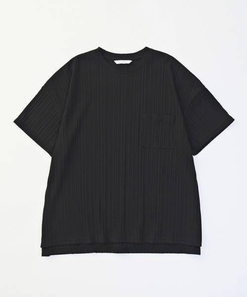 VICTIM（ヴィクティム）の「VICTIM ヴィクティム / PLEATS TEE プリーツTシャツ ビッグシルエットリブカットソー / VTM-23-T-033（Tシャツ/カットソー・メンズ・ダークグレー/ライトグレー/サックスブルー/ブラック・MEDIUM/LARGE/X-LARGE）」の2枚目の写真