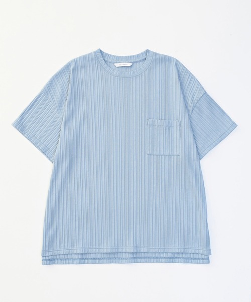 VICTIM（ヴィクティム）の「VICTIM ヴィクティム / PLEATS TEE プリーツTシャツ ビッグシルエットリブカットソー / VTM-23-T-033（Tシャツ/カットソー・メンズ・ダークグレー/ライトグレー/サックスブルー/ブラック・MEDIUM/LARGE/X-LARGE）」の5枚目の写真