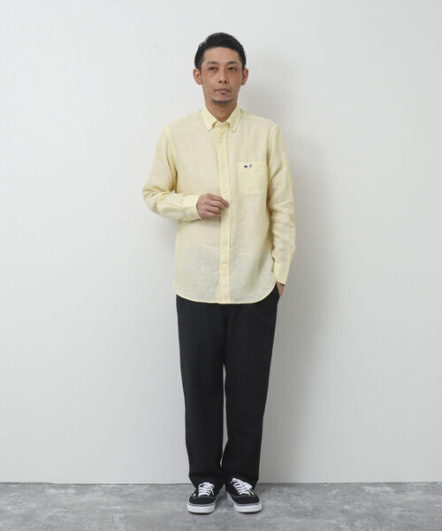 NOLLEY'S goodman(ノーリーズグッドマン)の「クジラ刺しゅう リネンボタンダウンシャツ(シャツ/ブラウス・メンズ・ホワイト/イエロー/サックスブルー/ブルー系その他/ブラック・S/M/L/XL)」の13枚目の写真