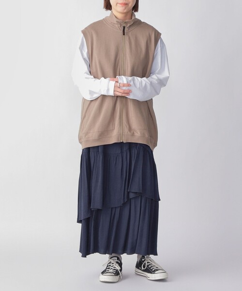 HINSON(ヒンソン)の「*【SHIPS別注】HINSON: スタンド ジップ カットソー ベスト(ベスト・メンズ・オレンジ/ネイビー/ダークグレー/キャメル・MEDIUM/LARGE)」の6枚目の写真