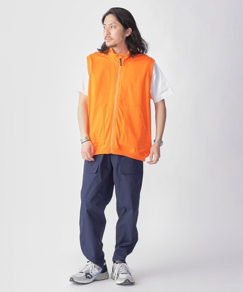 HINSON(ヒンソン)の「*【SHIPS別注】HINSON: スタンド ジップ カットソー ベスト(ベスト・メンズ・オレンジ/ネイビー/ダークグレー/キャメル・MEDIUM/LARGE)」の7枚目の写真