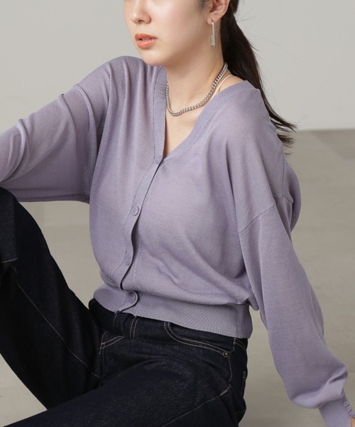 FREE'S MART(フリーズマート)の「【ピンクカラーWEB限定】◆シアー短丈カーディガン(カーディガン/ボレロ・レディース・ブラック/ホワイト/パープル/ピンク/オレンジ・FREE)」の14枚目の写真