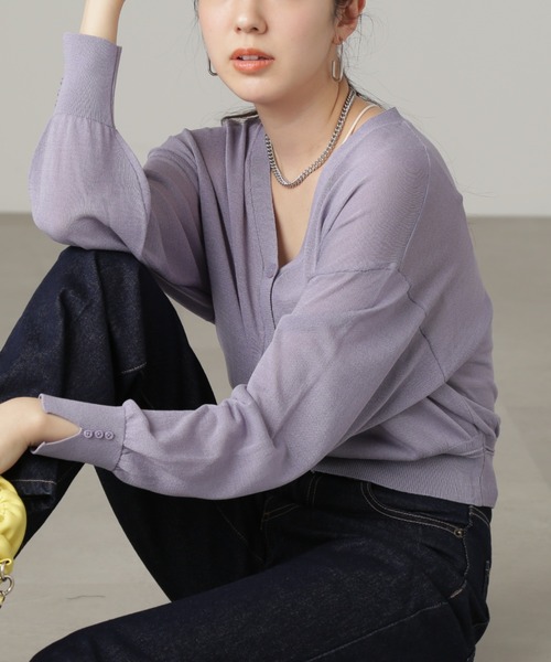 FREE'S MART(フリーズマート)の「【ピンクカラーWEB限定】◆シアー短丈カーディガン(カーディガン/ボレロ・レディース・ブラック/ホワイト/パープル/ピンク/オレンジ・FREE)」の13枚目の写真