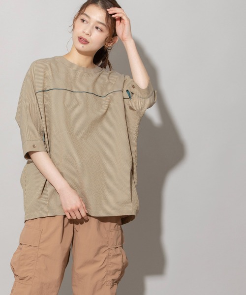 Munich（ミューニック）の「ギンガムチェックサッカークルーネックシャツ（シャツ/ブラウス・レディース・オレンジ/ブラック/パープル・FREE）」の3枚目の写真