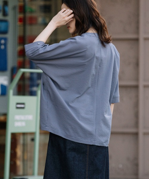 Munich（ミューニック）の「ギンガムチェックサッカークルーネックシャツ（シャツ/ブラウス・レディース・オレンジ/ブラック/パープル・FREE）」の12枚目の写真