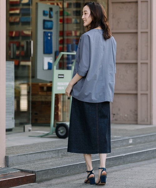 Munich（ミューニック）の「ギンガムチェックサッカークルーネックシャツ（シャツ/ブラウス・レディース・オレンジ/ブラック/パープル・FREE）」の9枚目の写真