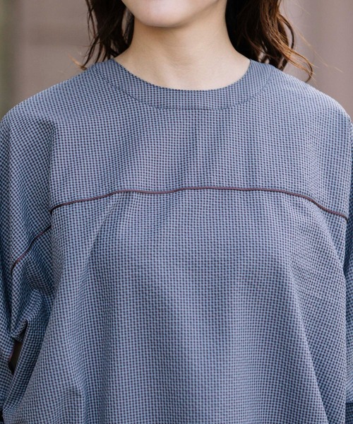 Munich（ミューニック）の「ギンガムチェックサッカークルーネックシャツ（シャツ/ブラウス・レディース・オレンジ/ブラック/パープル・FREE）」の14枚目の写真