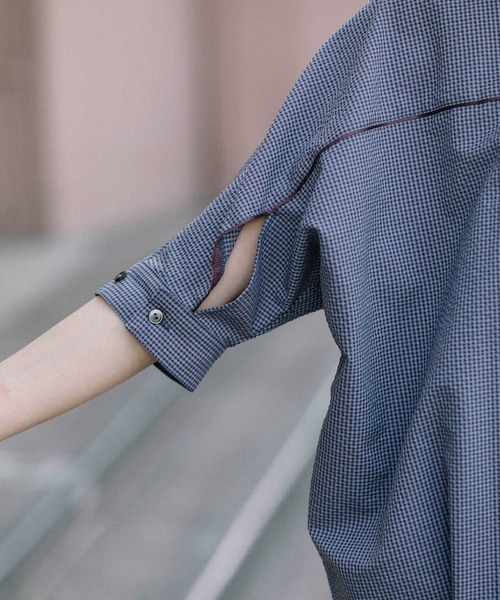 Munich（ミューニック）の「ギンガムチェックサッカークルーネックシャツ（シャツ/ブラウス・レディース・オレンジ/ブラック/パープル・FREE）」の18枚目の写真