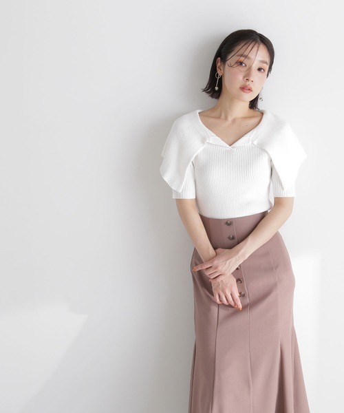 NATURAL BEAUTY BASIC（ナチュラルビューティーベーシック）の「◇ビッグカラーリブニット（ニット/セーター・レディース・ホワイト/ブラック/ピンク・FREE）」の2枚目の写真