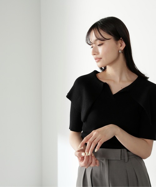 NATURAL BEAUTY BASIC（ナチュラルビューティーベーシック）の「◇ビッグカラーリブニット（ニット/セーター・レディース・ホワイト/ブラック/ピンク・FREE）」の11枚目の写真