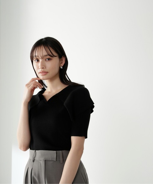 NATURAL BEAUTY BASIC（ナチュラルビューティーベーシック）の「◇ビッグカラーリブニット（ニット/セーター・レディース・ホワイト/ブラック/ピンク・FREE）」の12枚目の写真