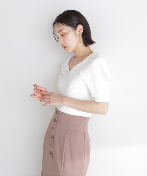 NATURAL BEAUTY BASIC（ナチュラルビューティーベーシック）の「◇ビッグカラーリブニット（ニット/セーター・レディース・ホワイト/ブラック/ピンク・FREE）」の5枚目の写真