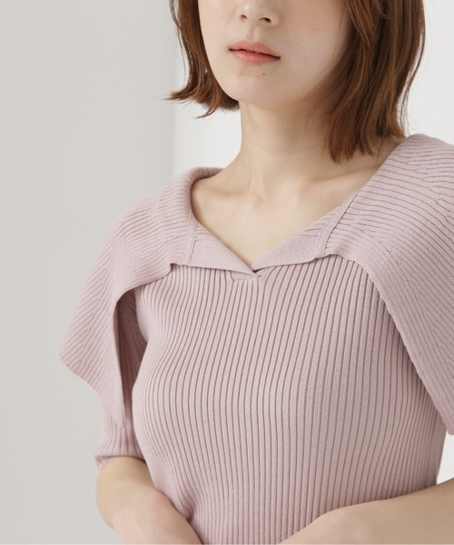 NATURAL BEAUTY BASIC（ナチュラルビューティーベーシック）の「◇ビッグカラーリブニット（ニット/セーター・レディース・ホワイト/ブラック/ピンク・FREE）」の22枚目の写真