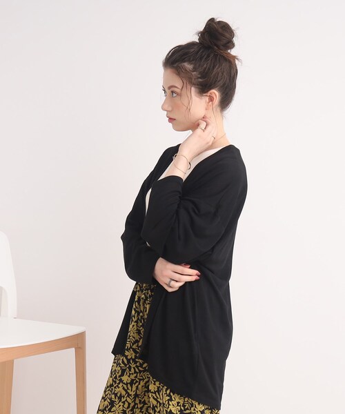 SHOO・LA・RUE(シューラルー)の「◆【ヒップが隠れる丈で安心!】さらっと心地よいカーディガン(カーディガン/ボレロ・レディース・ライトブルー/ブラック/ホワイト系/ピンク系・02/03/04)」の15枚目の写真