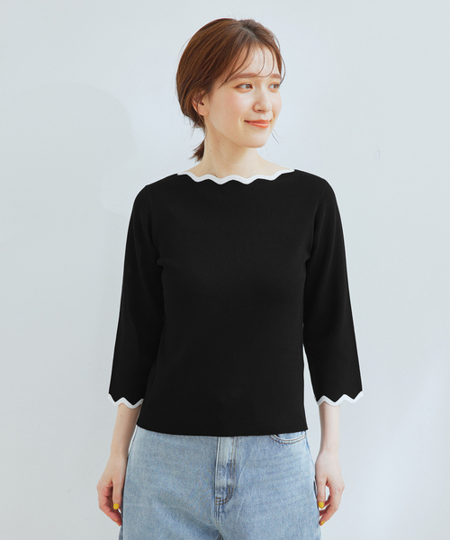 Jayro(ジャイロ)の「配色スカラッププルオーバー(ニット/セーター・レディース・ブラック/ベージュ/ホワイト系その他・M)」の16枚目の写真