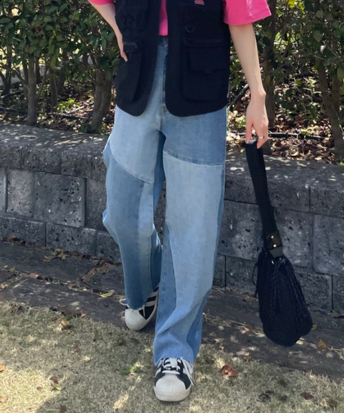 RODEO CROWNS WIDE BOWL（ロデオクラウンズワイドボウル）の「patchwork ストレートデニム（デニムパンツ・レディース・ブルー・MEDIUM/X-SMALL/SMALL）」の16枚目の写真